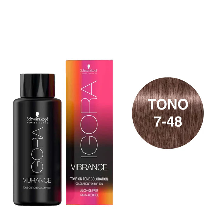 Igora Vibrance tono 7-48 Rubio Medio Beige Rojo 60ml