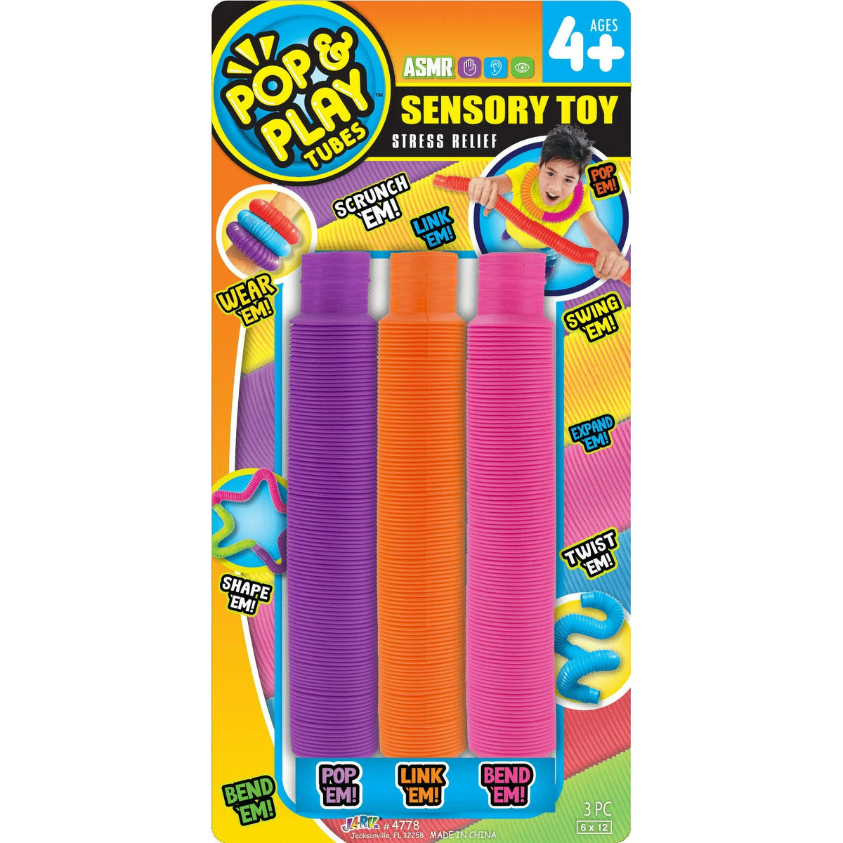 Ja-Ru Pop & Play Tubes Juguete Sensorial