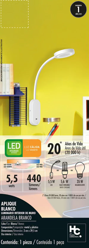 Lampara aplique Blanco LED Home Collection