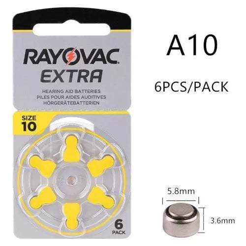 60 Pilas Para Audífono #10 Rayovac 1.45v 10AUX-6XELAT 64397