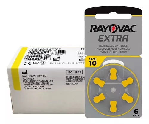 60 Pilas Para Audífono #10 Rayovac 1.45v 10AUX-6XELAT 64397