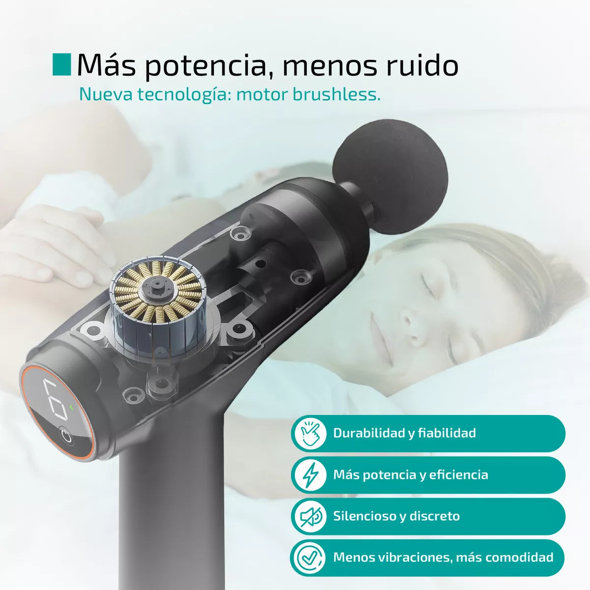 Masajeador Electrico Corporal Pro Pistola Recargable Cabezales intercambiables - Femmto