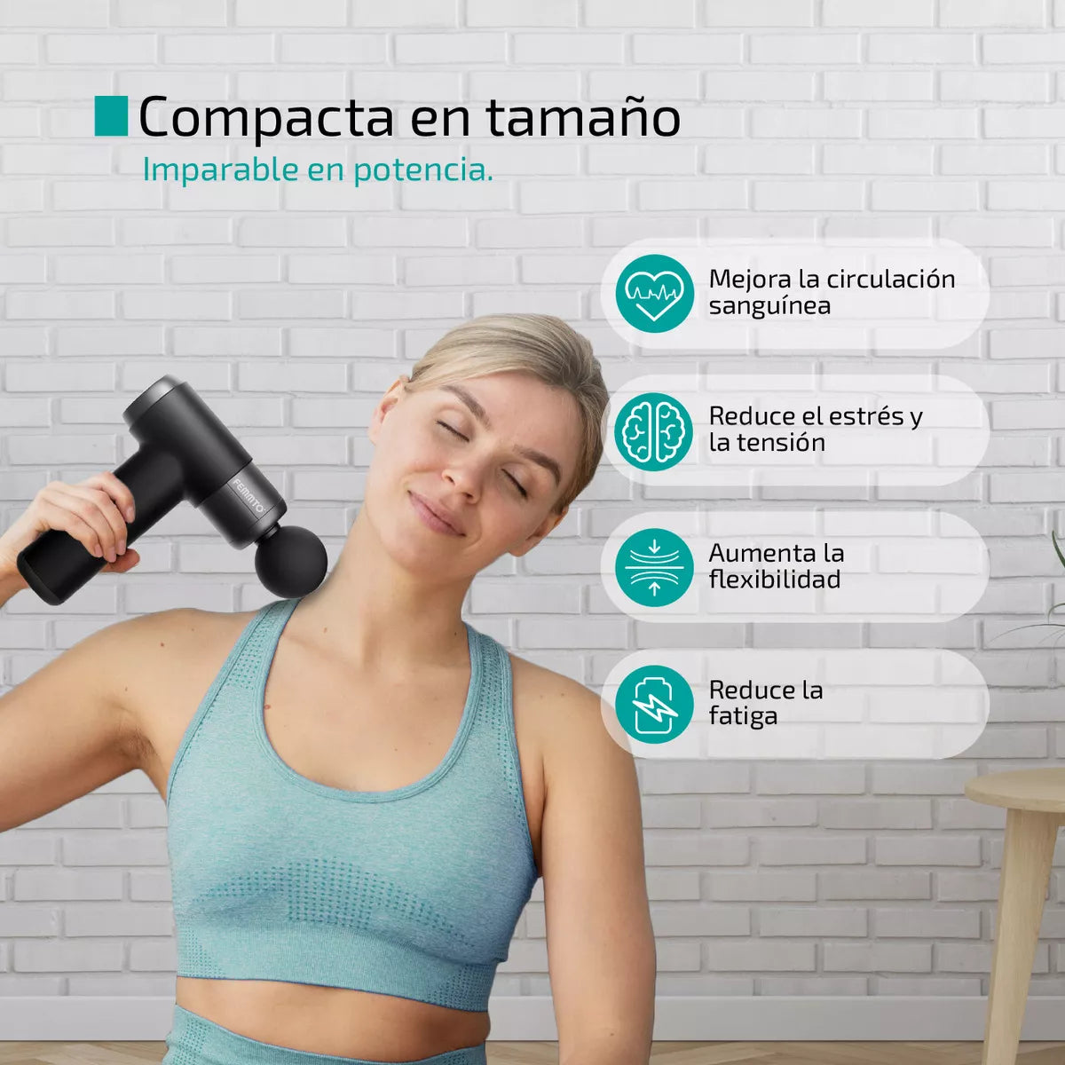 Masajeador Electrico Corporal Pro Pistola Recargable Cabezales intercambiables - Femmto