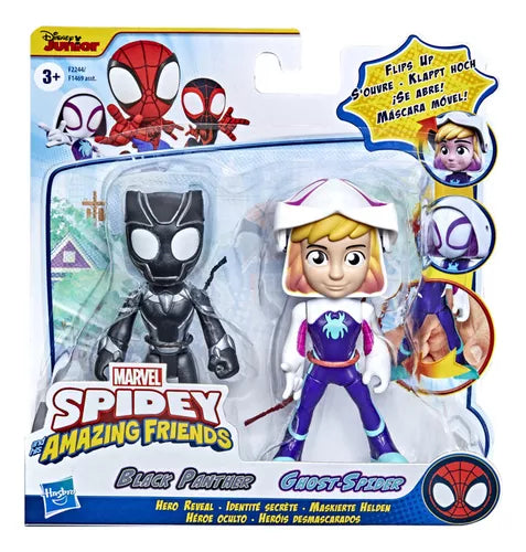 Figura Spidey And Friends Black Panter & Ghost Spider 10cm