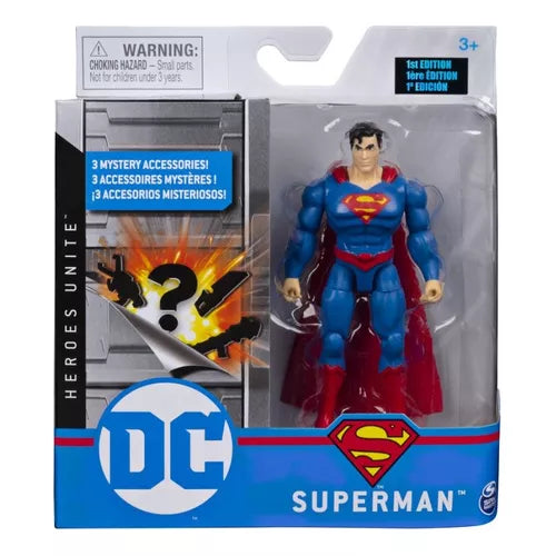 Dc Figura Básica Superman 4" Con 3 Misteriosos Accesorios