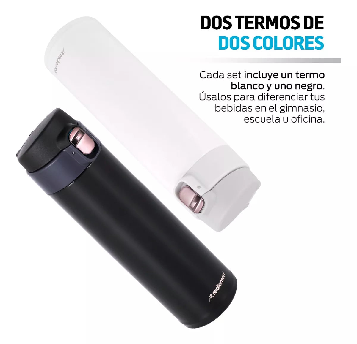 2 Termos Acero Inoxidable Doble Pared Hermético - Redlemon